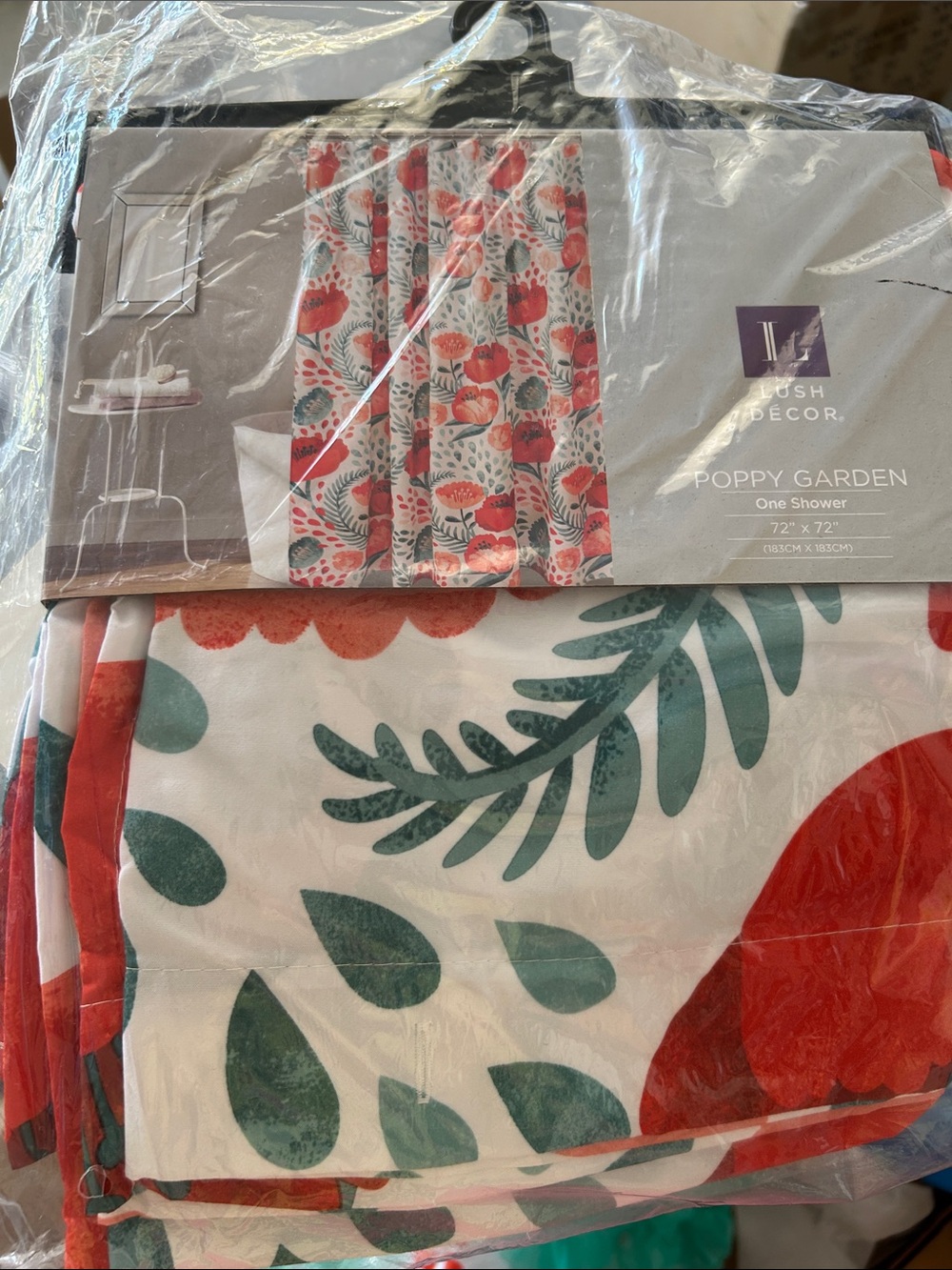 Poppy Garden Shower Curtain by Lush Decor - Coral & Teal Floral